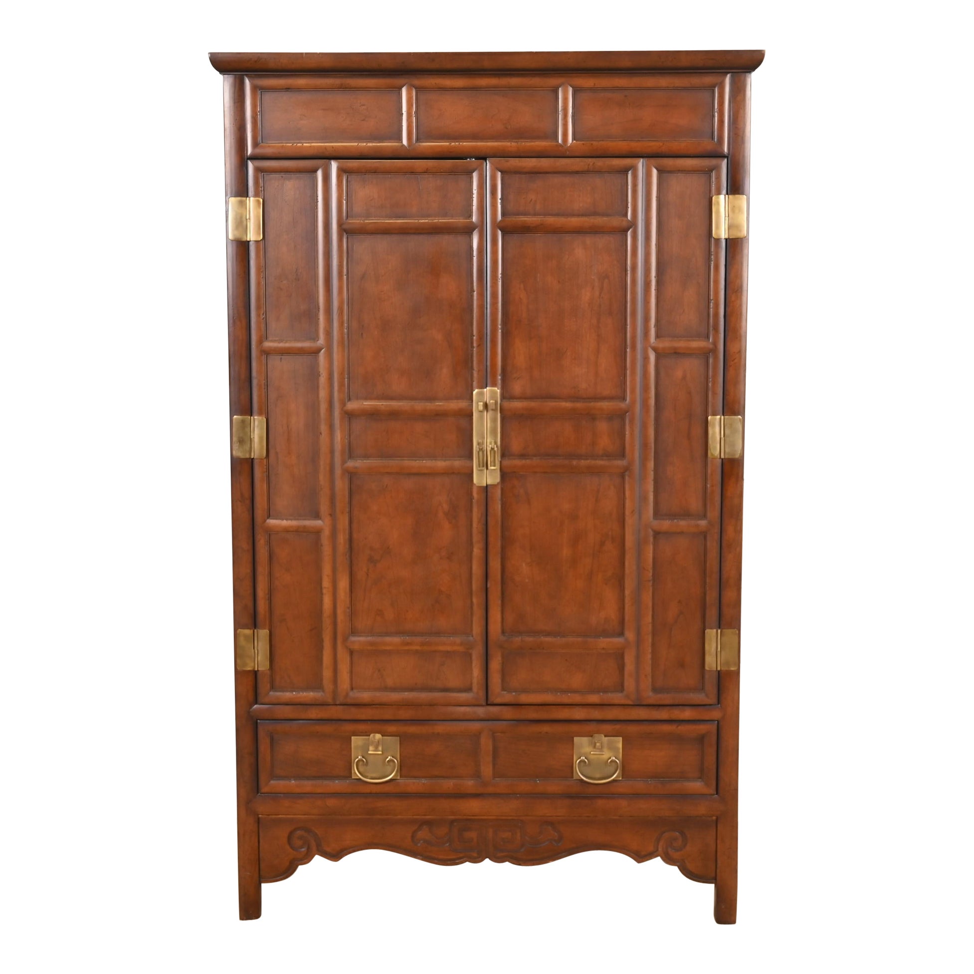 Michael Taylor for Baker Furniture Hollywood Regency Chinoiserie Media Cabinet For Sale