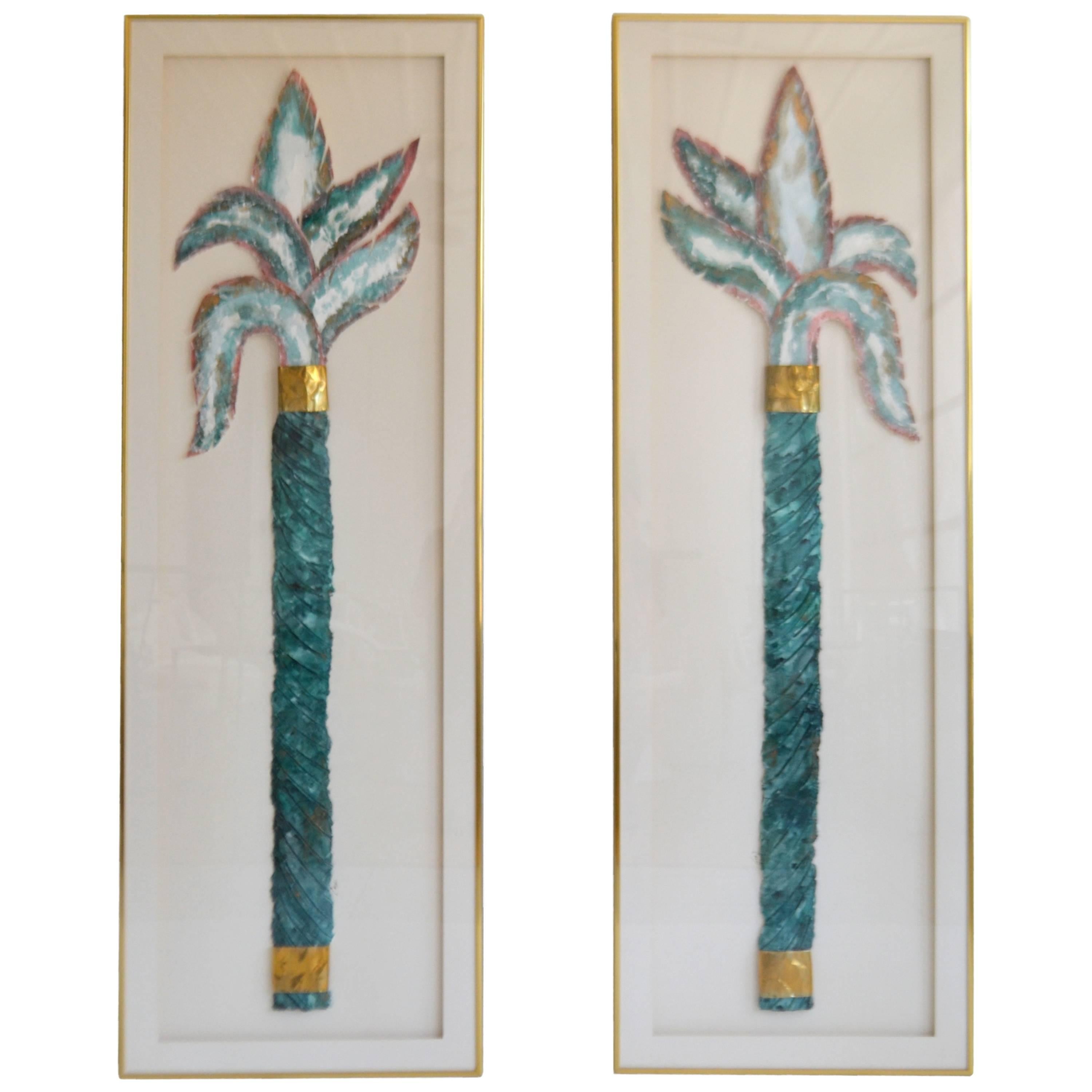 Pair of Post-Modern Mixed Media Decorative Panels For Sale