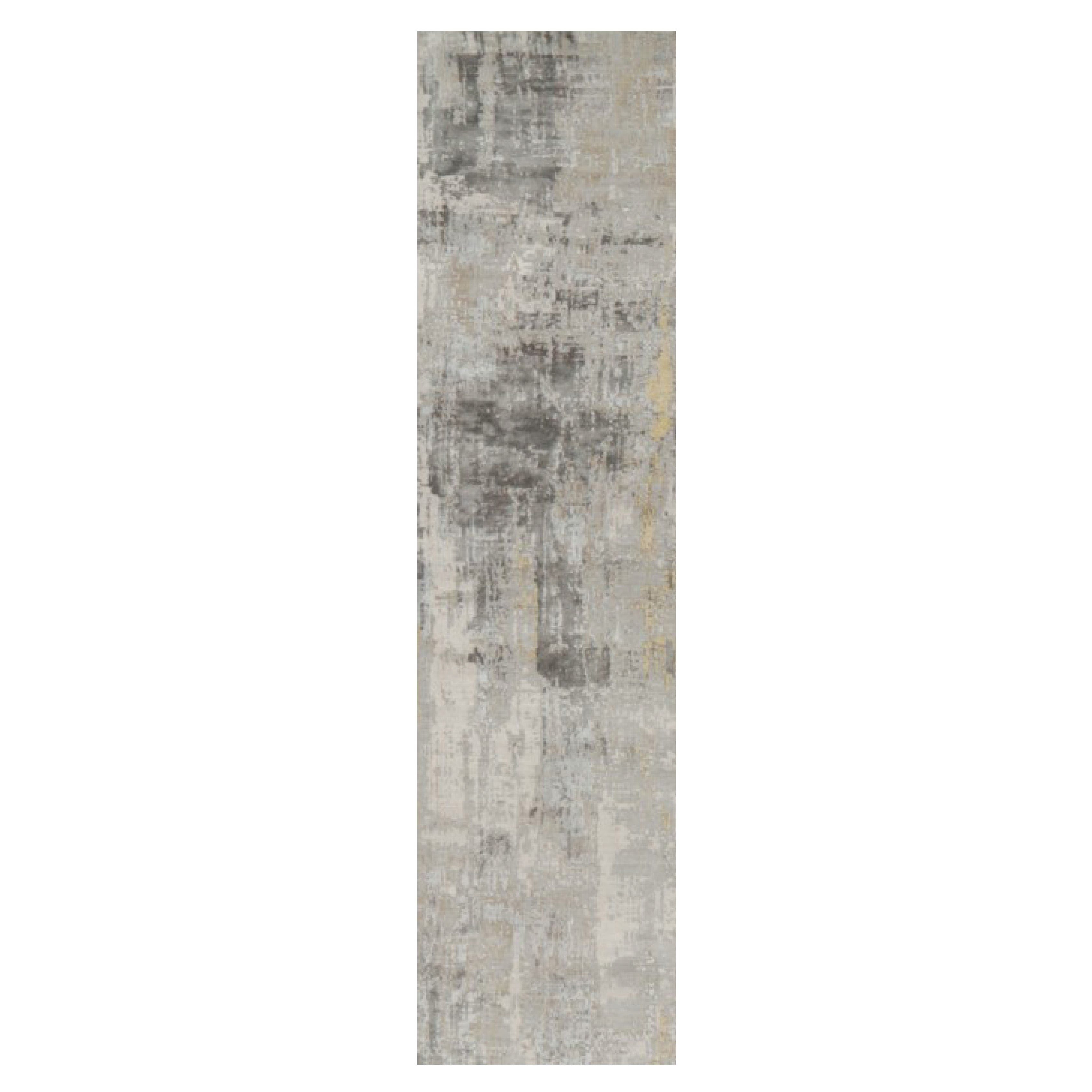 Rug & Kilim's übergroßer abstrakter Teppich in Silber-Grau und Beige-Braun-Mustern