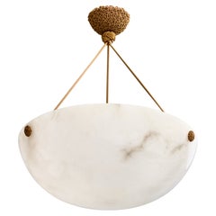 Designer francese, lampada a sospensione, alabastro, corda, Francia, anni '30