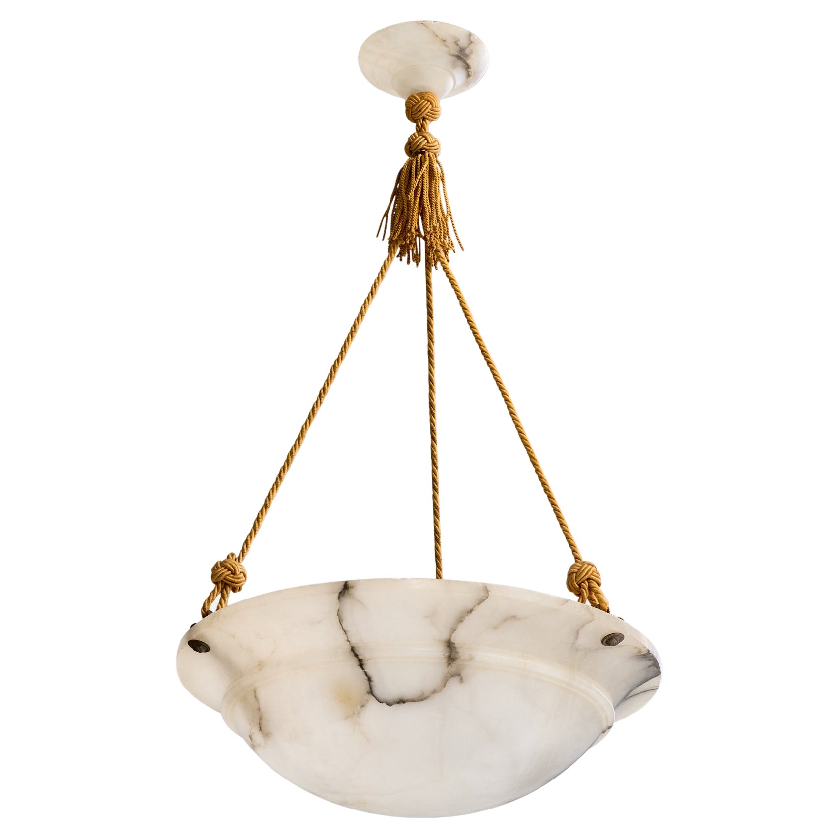 Designer svedese, lampada a sospensione, alabastro, corda, Svezia, anni '30