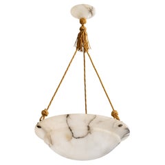 Designer svedese, lampada a sospensione, alabastro, corda, Svezia, anni '30