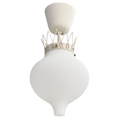 Swedish Designer, Pendant Light, Metal, Glass, Sweden, 1950s