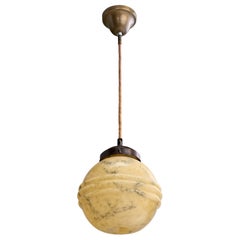 Designer tedesco, lampada a sospensione, metallo, vetro, ottone, Germania, anni '20