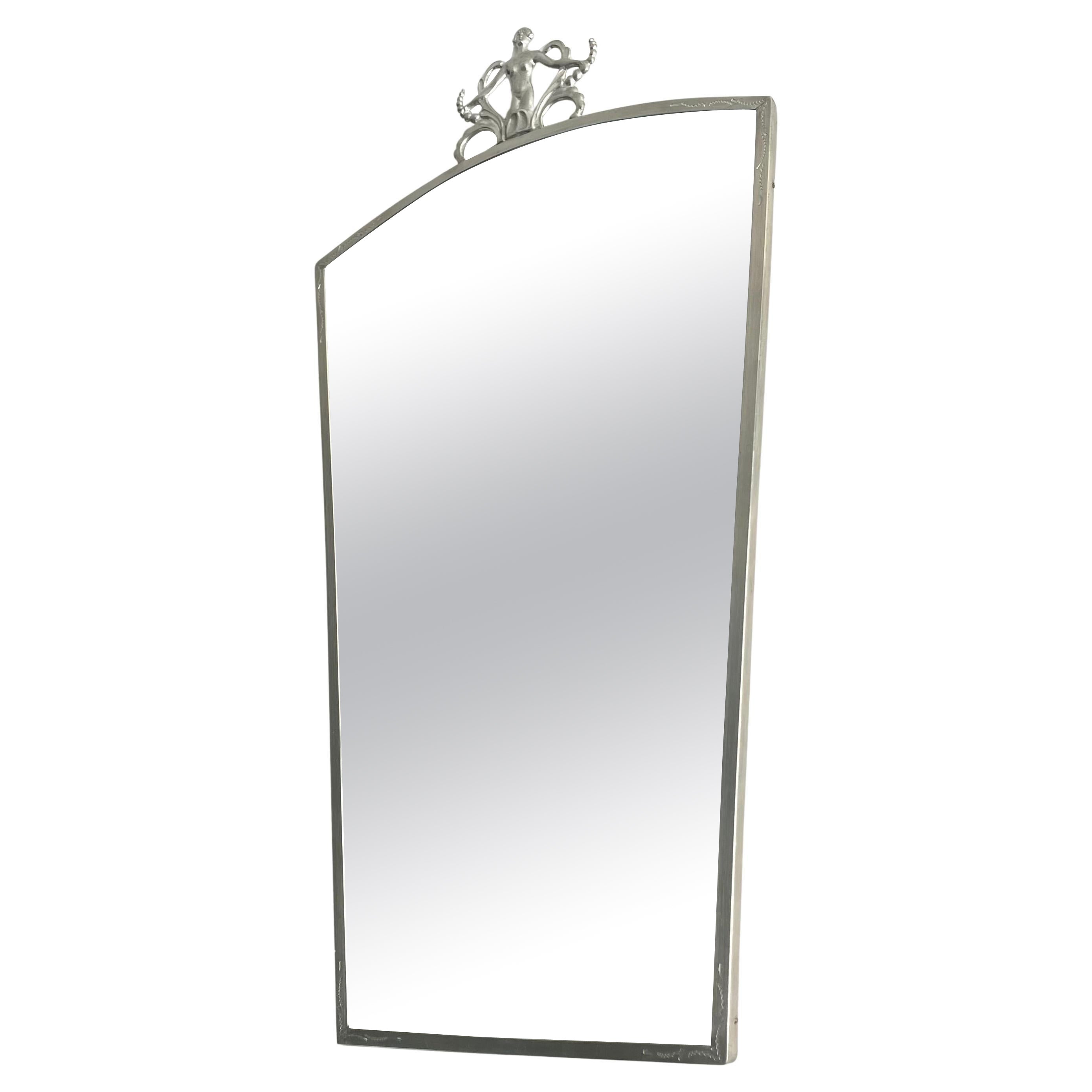 Elegant miroir en étain, Swedish Grace, fin des années 1920