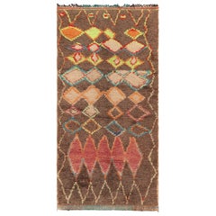 Vintage Moroccan Runner Rug with Colorful Diamond Medallions - Rug & Kilim