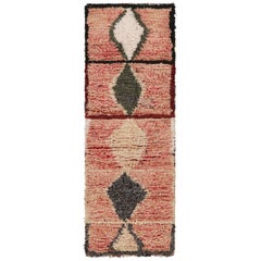 Vintage Moroccan Runner Rug in Pink with Diamond Medallions - Rug & Kilim