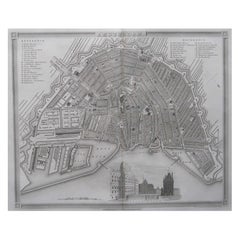 Carte ancienne originale ou plan de ville d'Amsterdam, Pays-Bas. Circa 1835