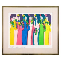 Walasse Ting Donne in fila firmate Litografia moderna fauvista su carta A.P 1980