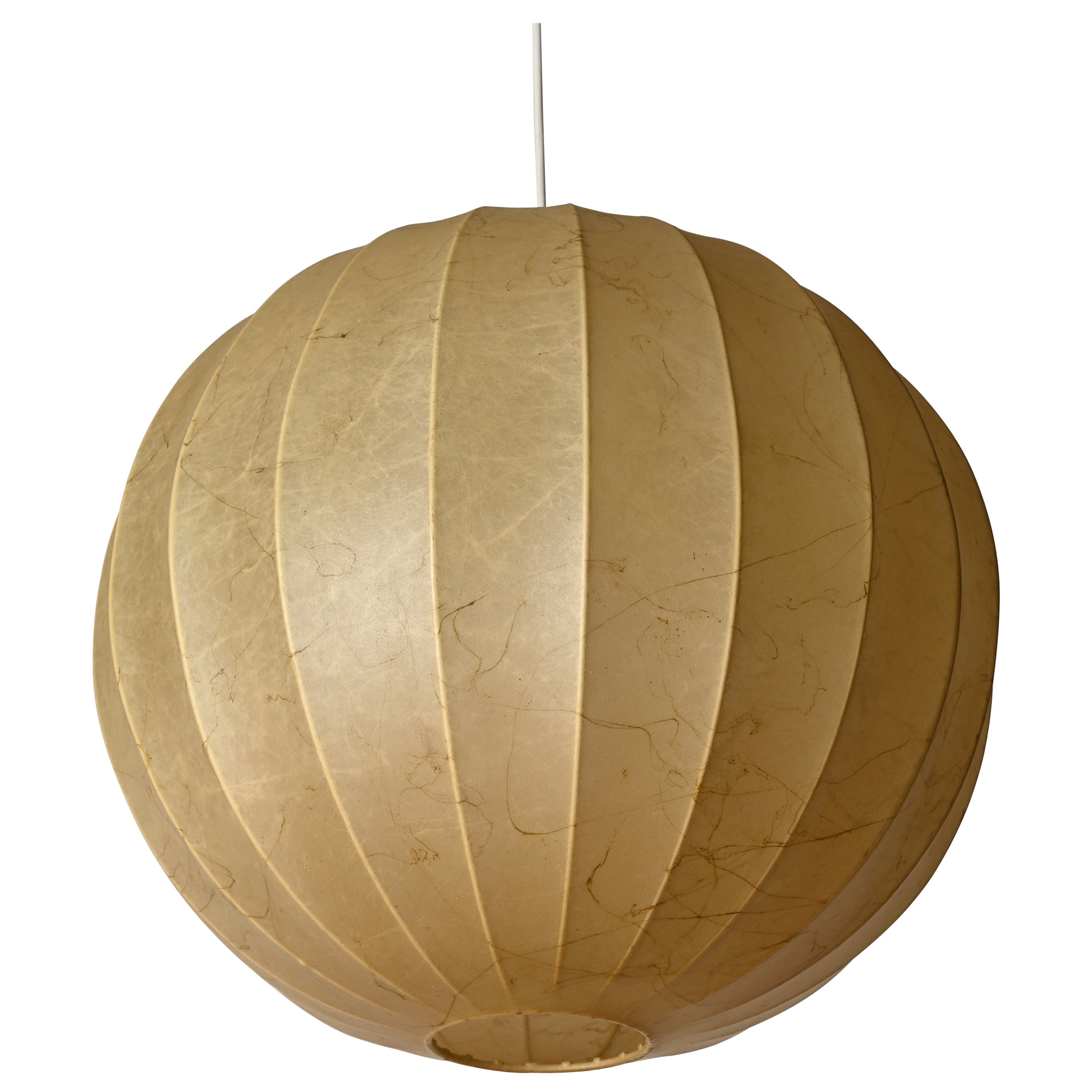 Achille Castiglioni Large Beige Round "Cocoon" Pendant Light, Italy 1960s
