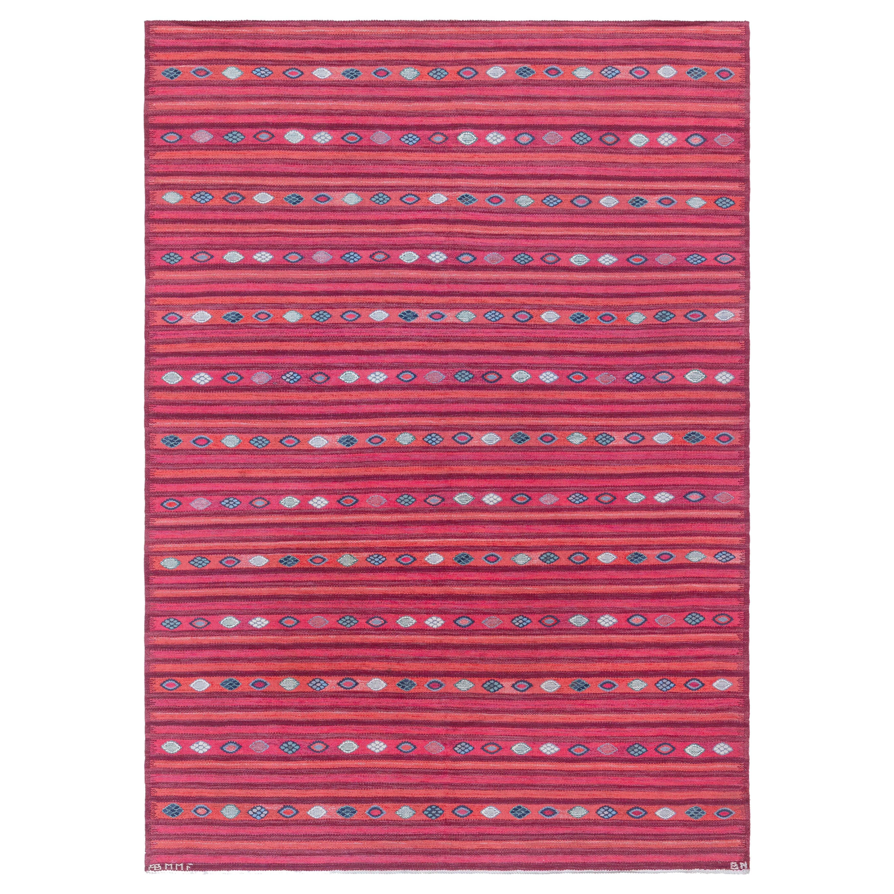 Tappeto svedese vintage a trama piatta di Barbro Nilsson, firmato MM presso Doris Leslie Blau