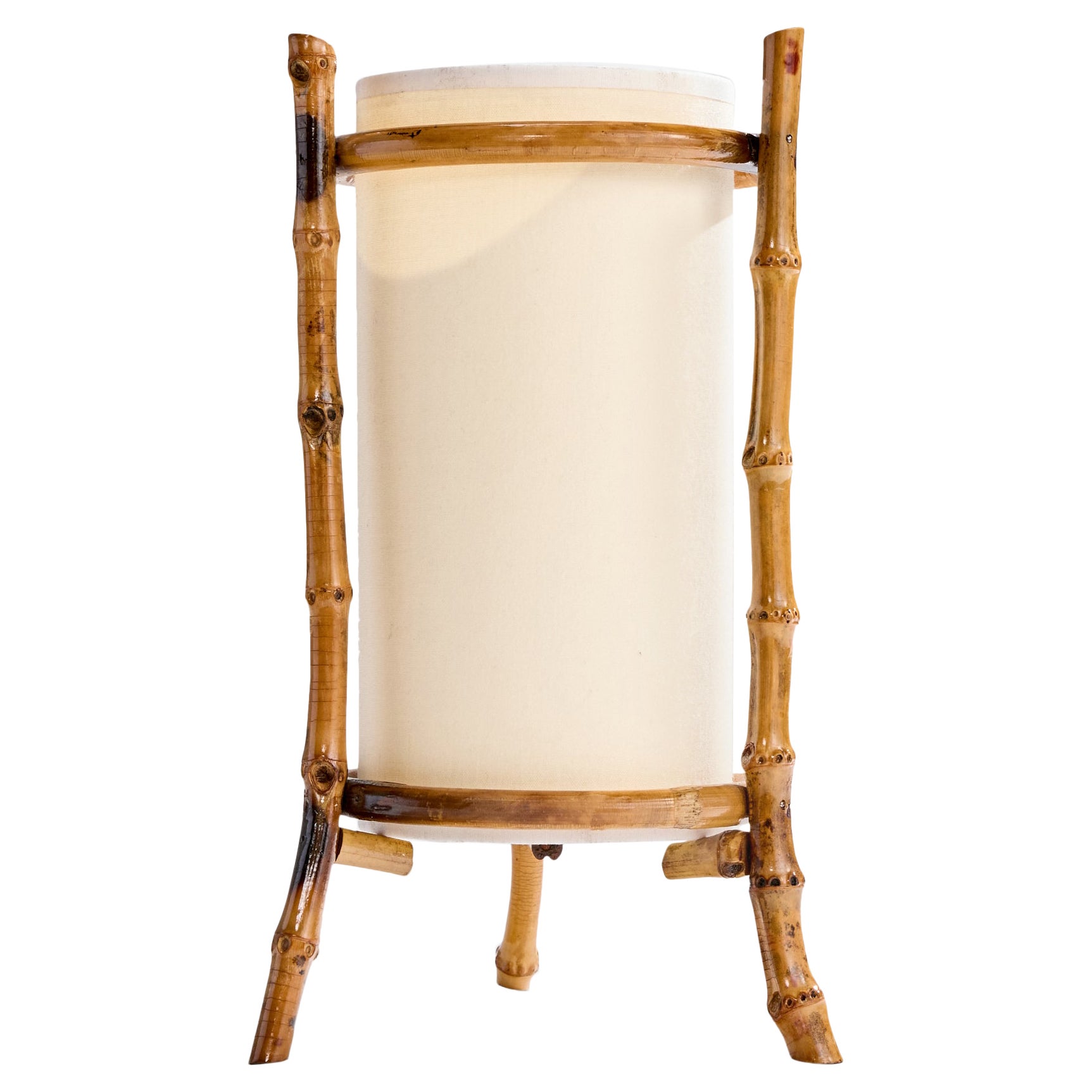 French Designer, Table Lamp, Bamboo, Paper, France, 1970s For Sale