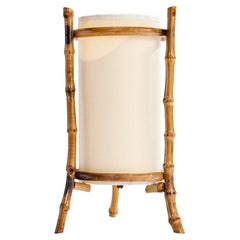 French Designer, Table Lamp, Bamboo, Paper, France, 1970s
