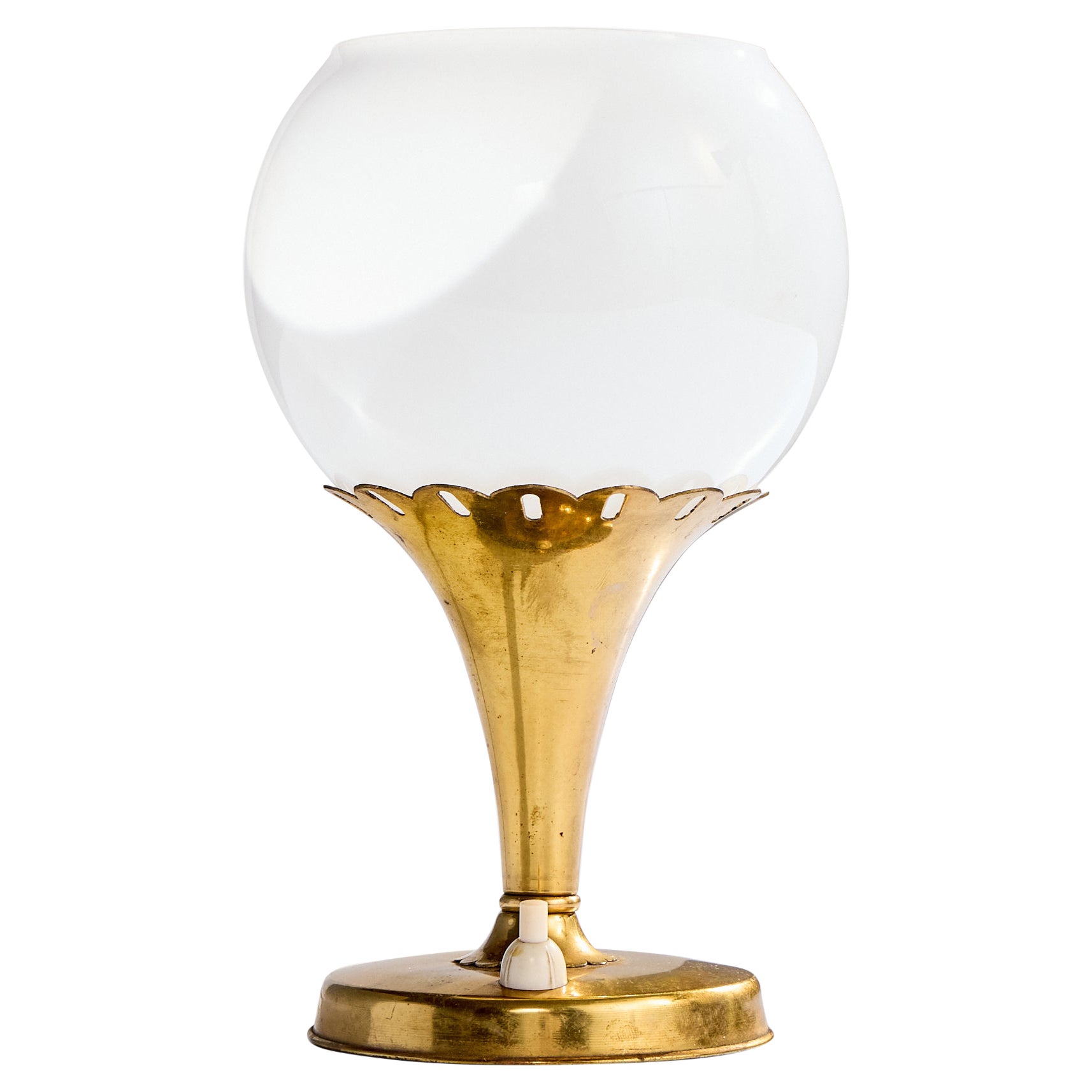 Italian Designer, Table Lamp, Brass, Glass, Italy, 1950s For Sale
