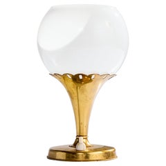 Diseñador italiano, Lámpara de mesa, Latón, Cristal, Italia, Años 50