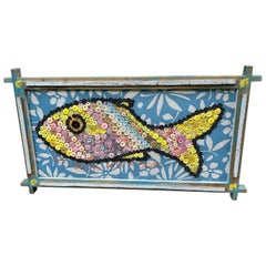 Mary Teeter Maine Self Taught Artist Button Art of Fish