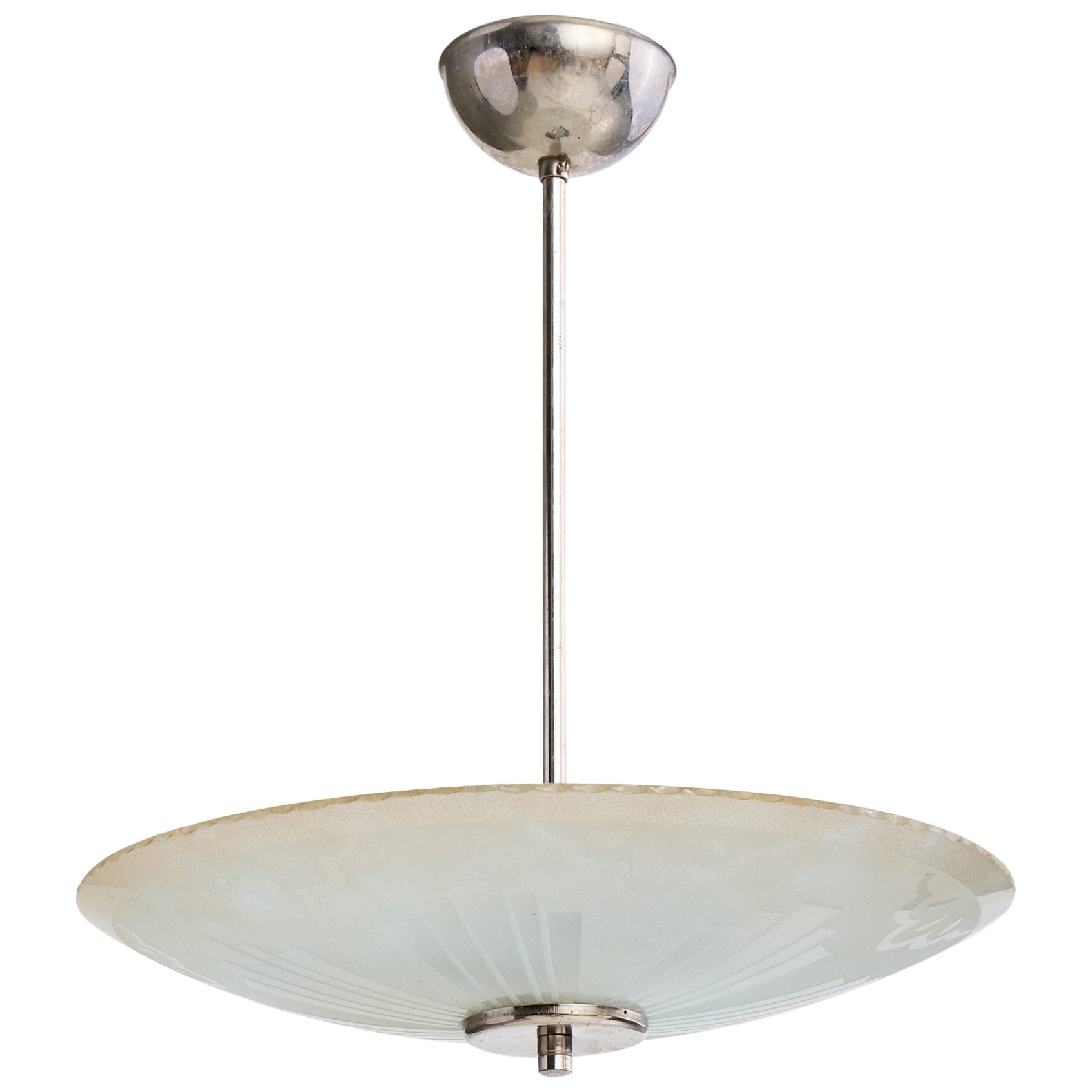 Designer svedese, lampada a sospensione, nichel, vetro, Svezia, anni '1930