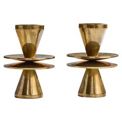 Swedish Designer, Candlesticks, Brass, Sweden, 1950s