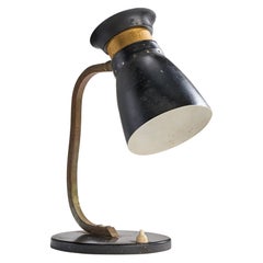 Italian Designer, Table Lamp, Brass, Metal, Italy, 1950s