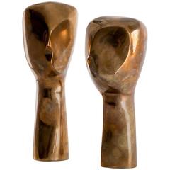 Elegant Couple Stylized Brass Sculptures