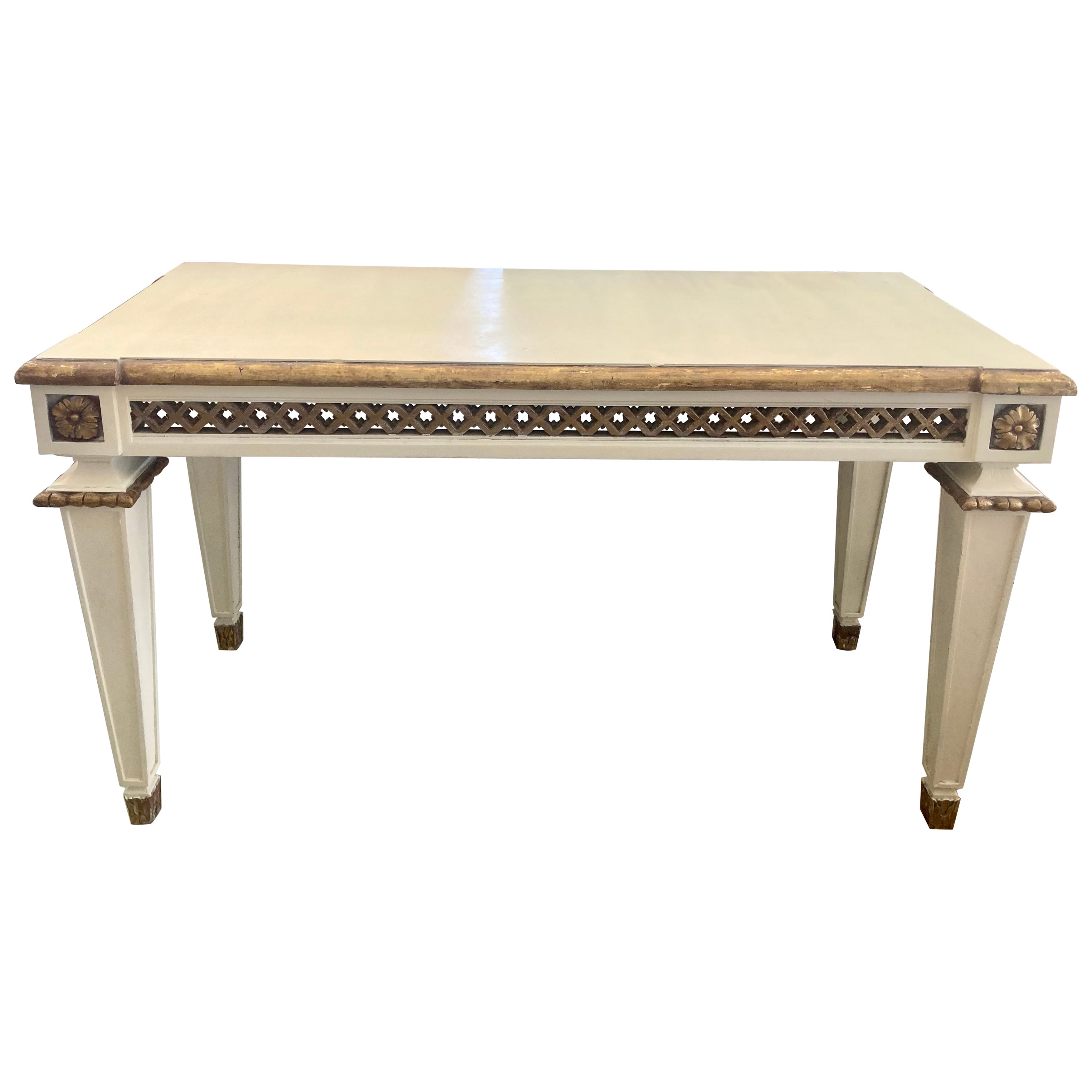 Michael Taylor Gilt and Painted Ivory French Style Console For Sale