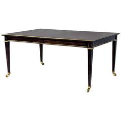 Walnut Dining Table with Gold Trim Accents