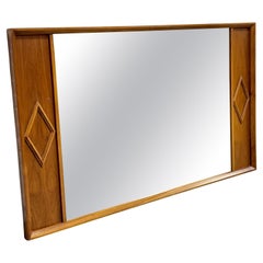 HUGE Mid Century Modern Walnut Diamond MIRROR by Albert Parvin, c. 1960's