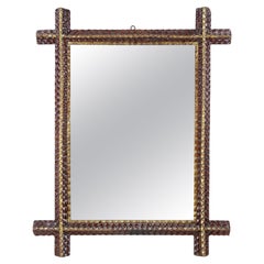 Rustic Tramp Art Wall Mirror - Handcarved, Late 19th Century, Austria ca. 1880
