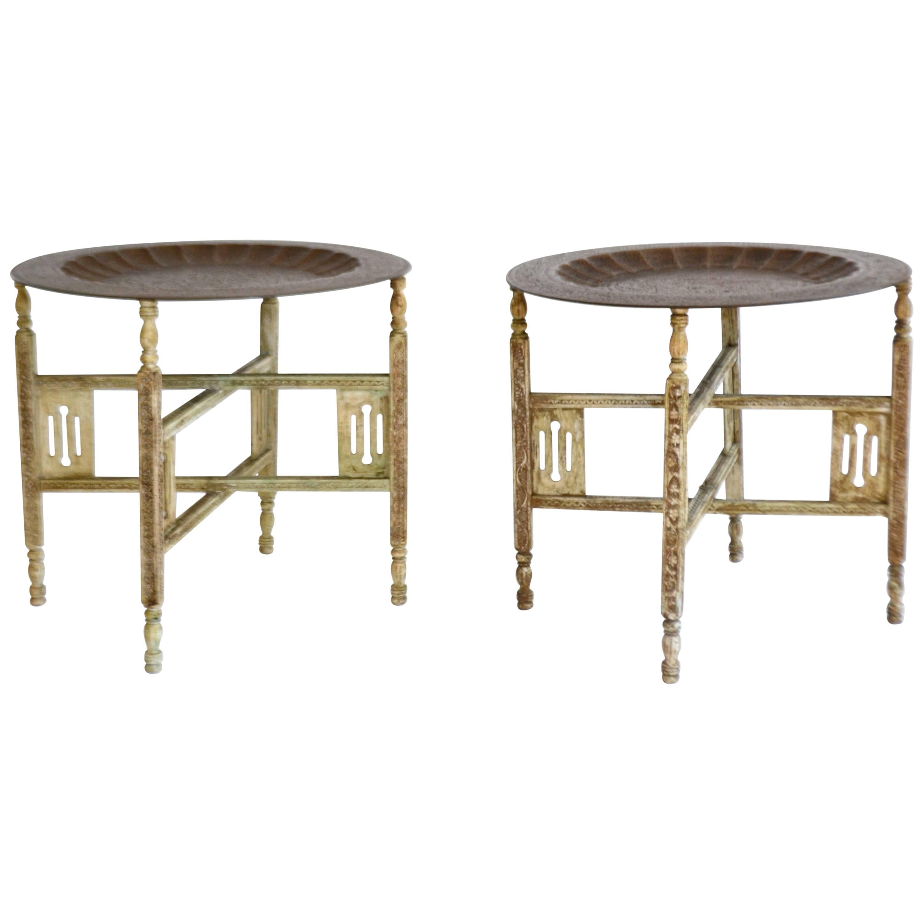 Pair of Anglo-Indian Brass Tray Tables