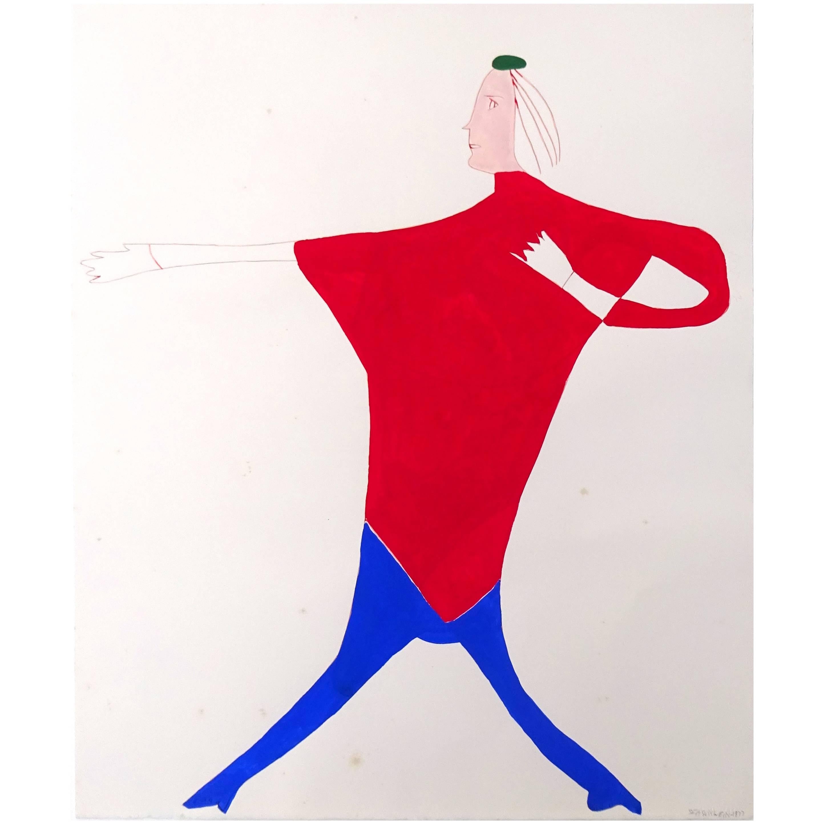 Vibrant Abstract European Fashion Illustration, 1977 For Sale