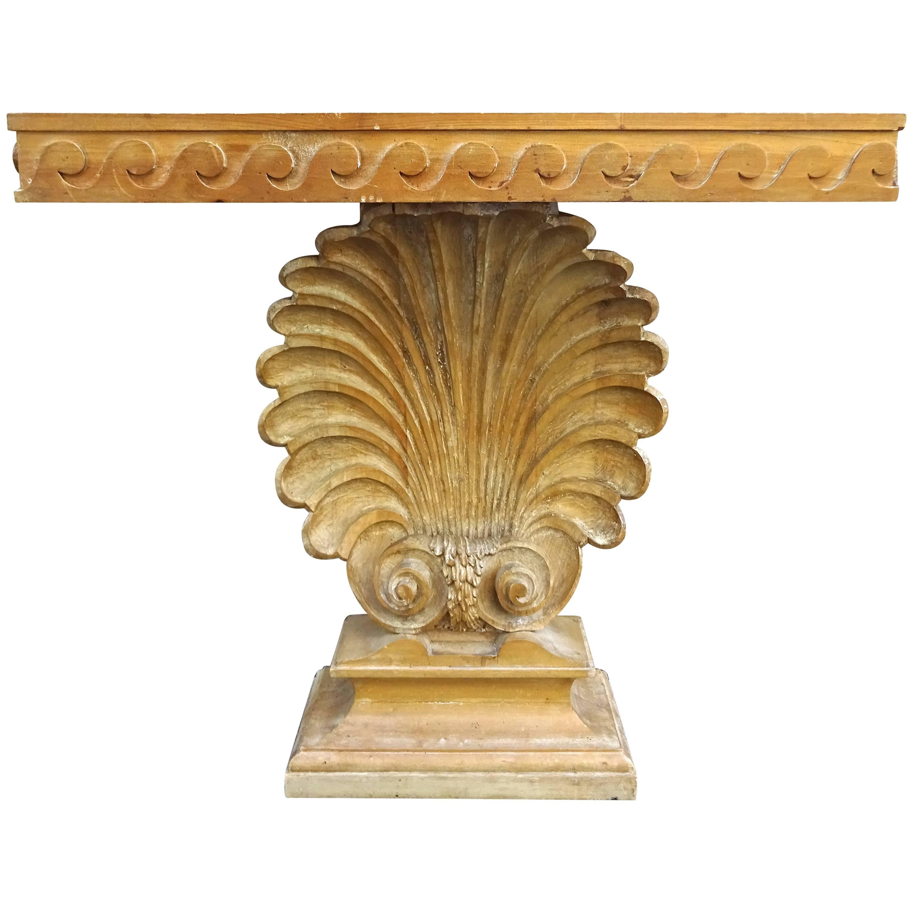 Neoclassical 1930s Edward Wormley for Dunbar Carved Shell Console Table
