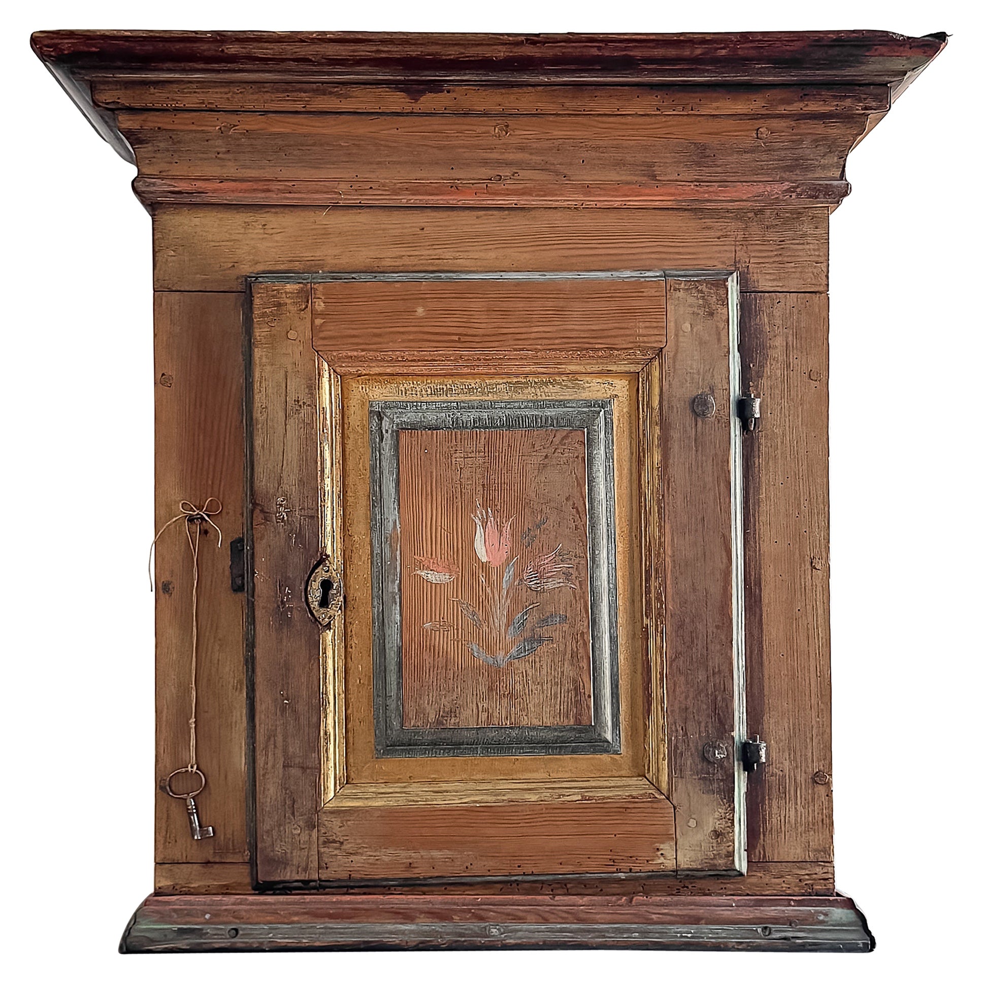 Early 19th Century Swedish Folk Art Wall Cupboard