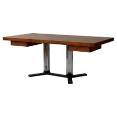 Monumental Walnut/Chrome Executive Desk