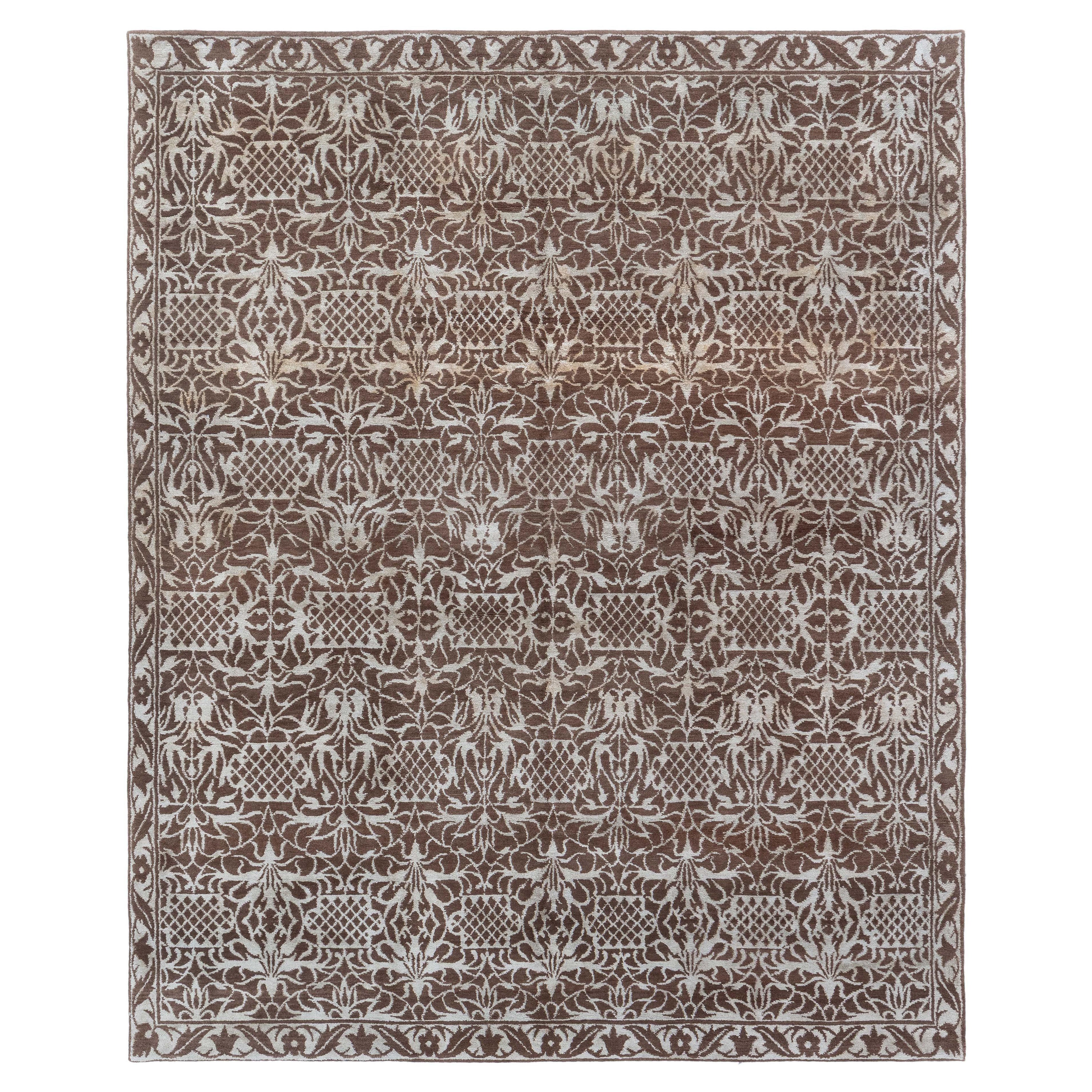 Modern Traditional-Inspired Hand-Knotted Wool and Silk Rug by Doris Leslie Blau