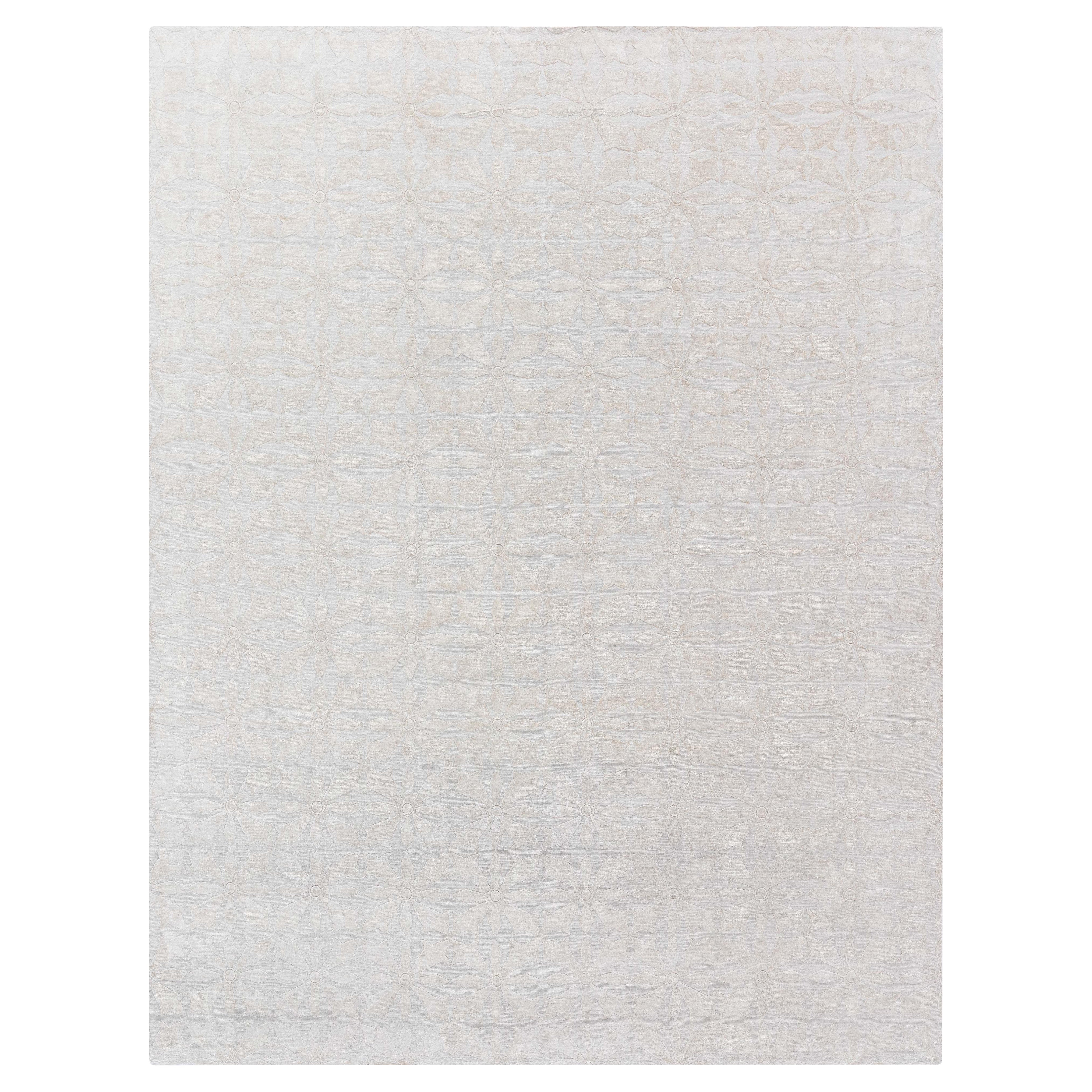 Tapis moderne en laine et soie d'inspiration traditionnelle par Doris Leslie Blau