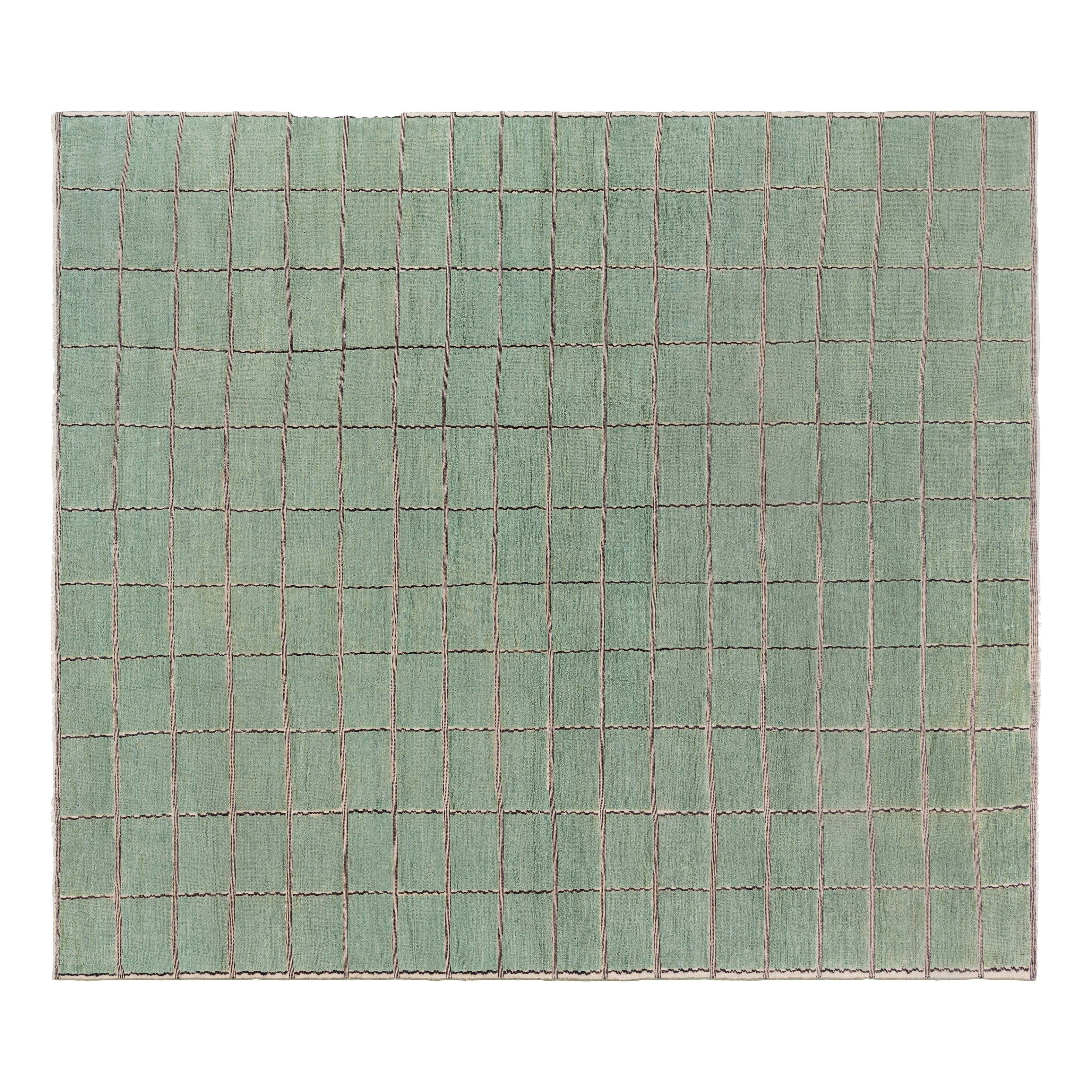 Moderner schwedischer Halbflorteppich mit geometrischem Gitterdesign von Doris Leslie Blau im Angebot