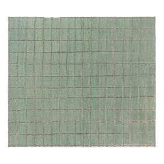 Modern Swedish Half Pile Rug with Geometric Grid Design by Doris Leslie Blau