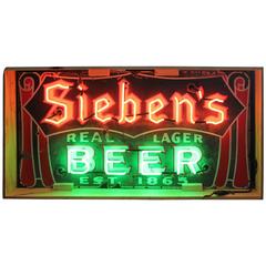 1930s Enamel and Neon Sieben's Beer Sign