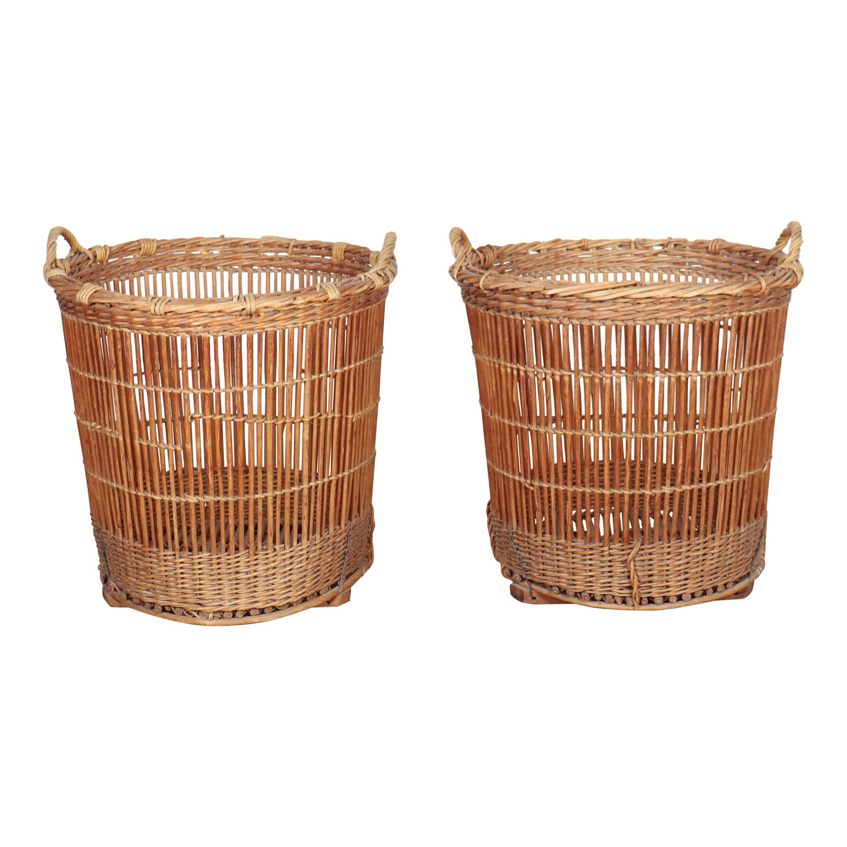 Pair of French Wicker Baskets For Sale