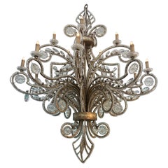 Large Scale Early 20th Century Italian Beaded Crystal Chandelier