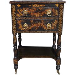 Fine American Black Lacquered & Japanned Stand, New York, Circa 1815