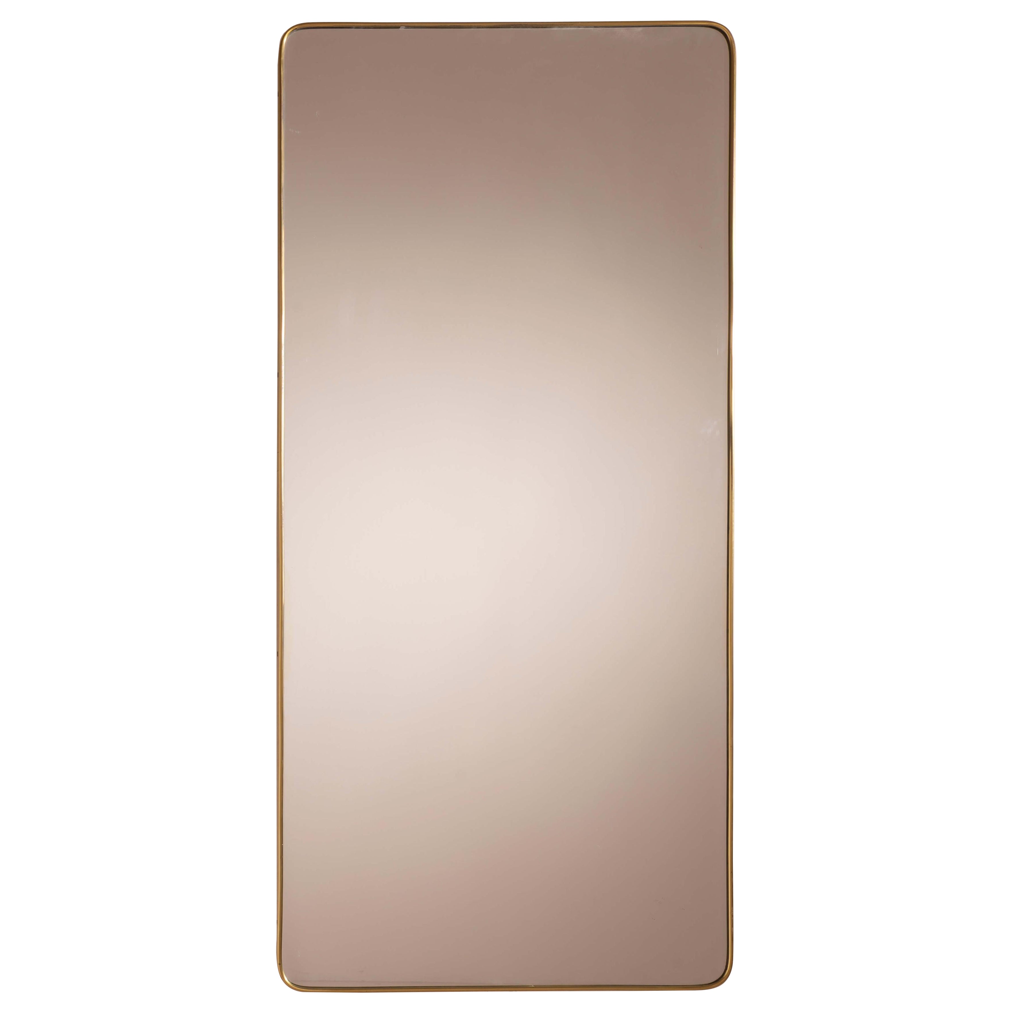 Large brass wall mirror, Italian manufacture, 1950s