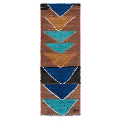 Vintage Moroccan Runner Rug in Brown with Chevron Patterns - Rug & Kilim