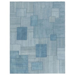 Tappeto patchwork vintage nei toni del blu, del bianco e del grigio - Rug & Kilim