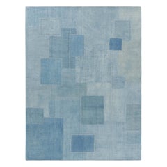 Vintage Patchwork Rug in Blue, White and Gray Tones - Rug & Kilim