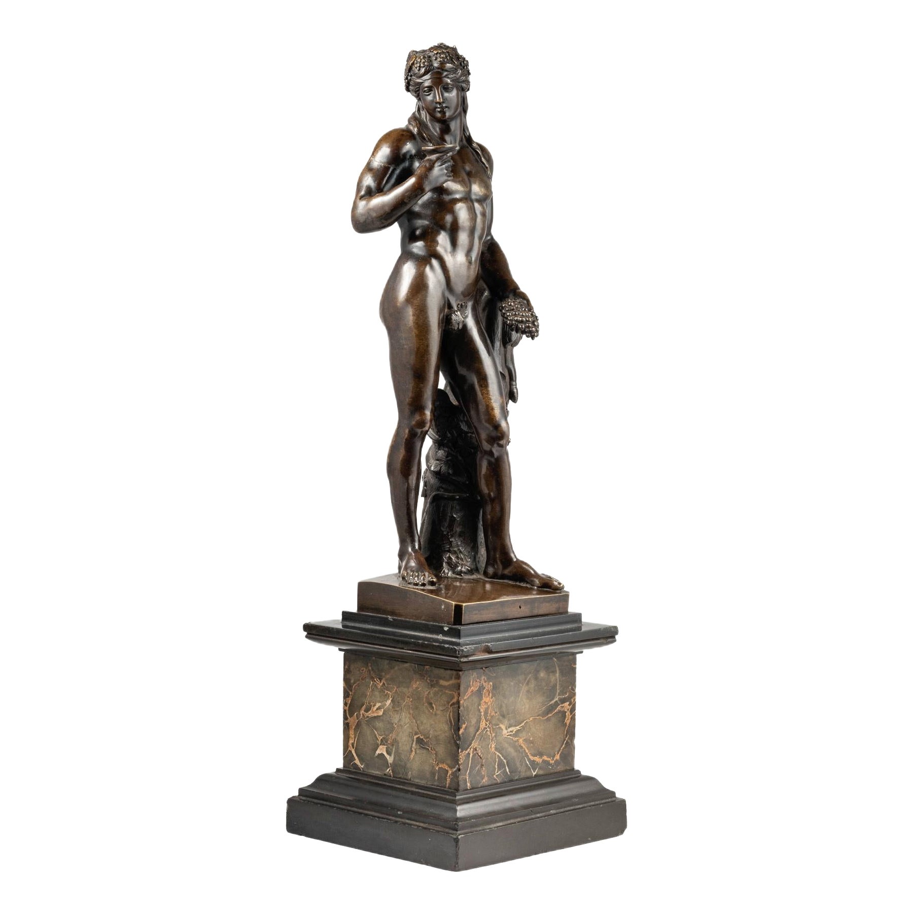 18/19. Jh. Italienische neoklassizistische patinierte Bronzeskulptur des Bacchus