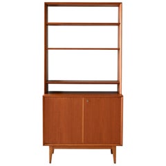 Libreria scandinava anni 60 in teak con vano contenitore