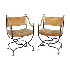 Pair of Campaign Iron and Brass Chairs 3