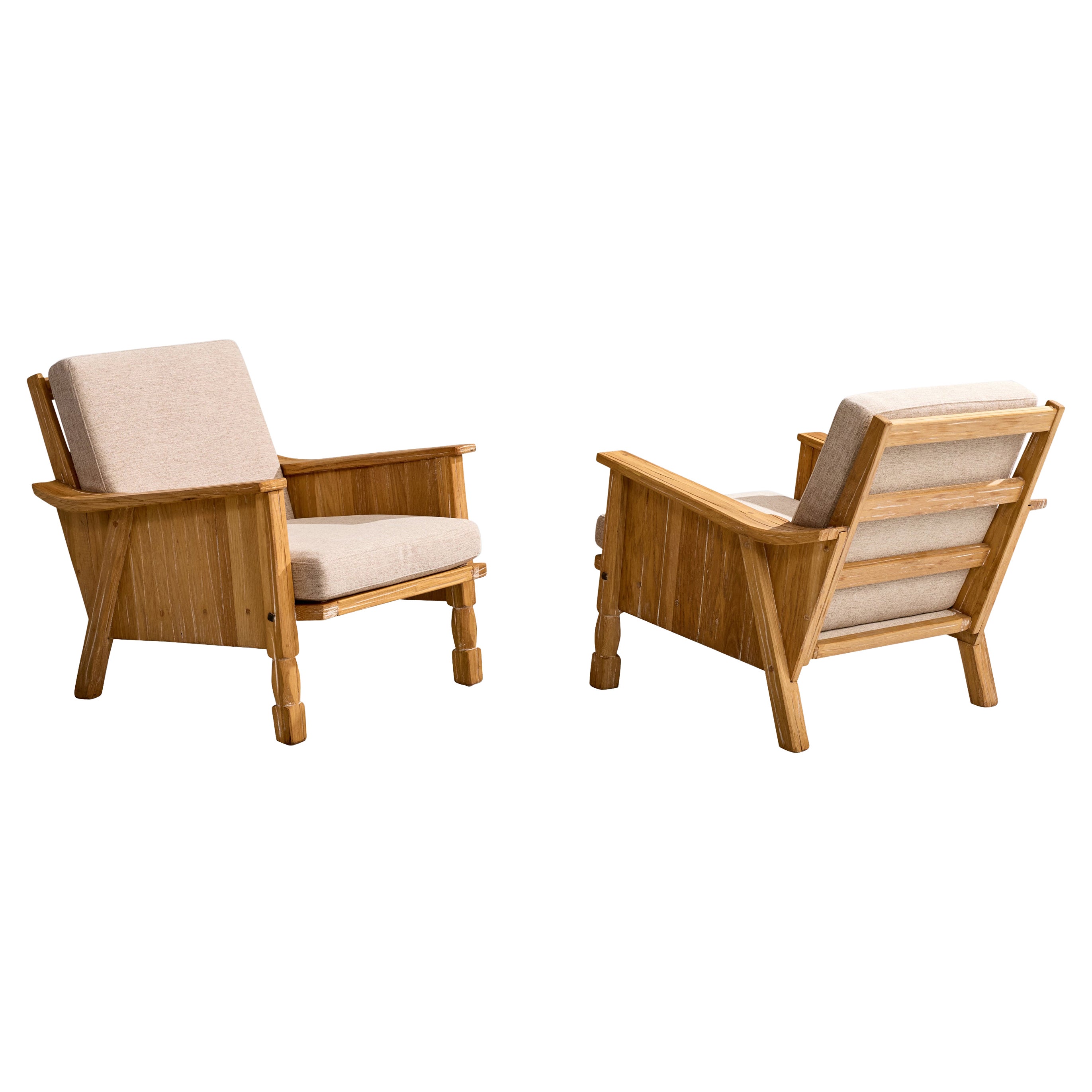 A. Brandt Ranch Oak, Lounge Chairs, Stoff, Oak, USA, 1950er Jahre