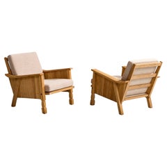 A. Brandt Ranch Oak, Lounge Chairs, Fabric, Oak, USA, 1950s